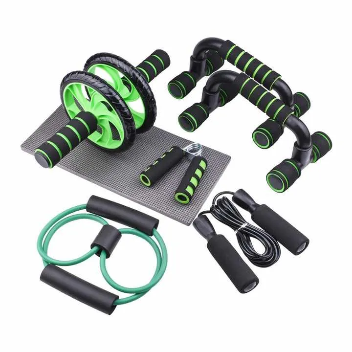 مجموعة أسطوانة جديدة 6 في 1 دفع عجلة البطن . New 6-in-1 Roller Set Double-Wheeled Abdominal