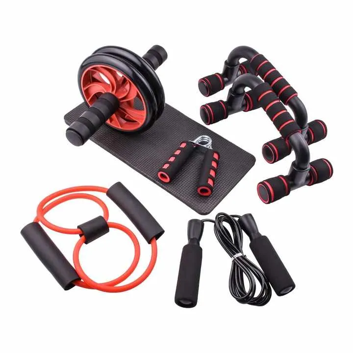 مجموعة أسطوانة جديدة 6 في 1 دفع عجلة البطن . New 6-in-1 Roller Set Double-Wheeled Abdominal