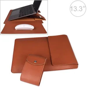 13.3 Inch Laptop Sleeve Leather Case with Small Storage Bag