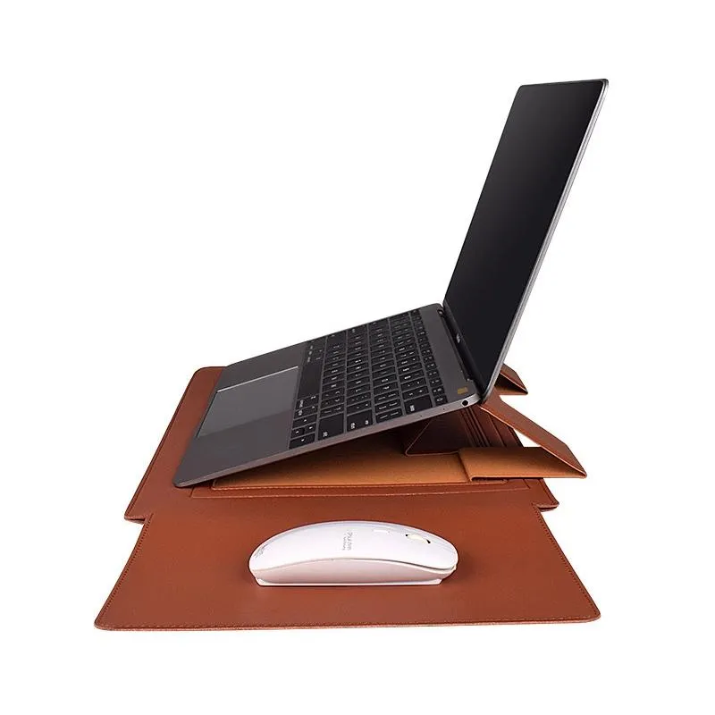 14.1 Inch Laptop Sleeve Leather Case with Small Storage Bag