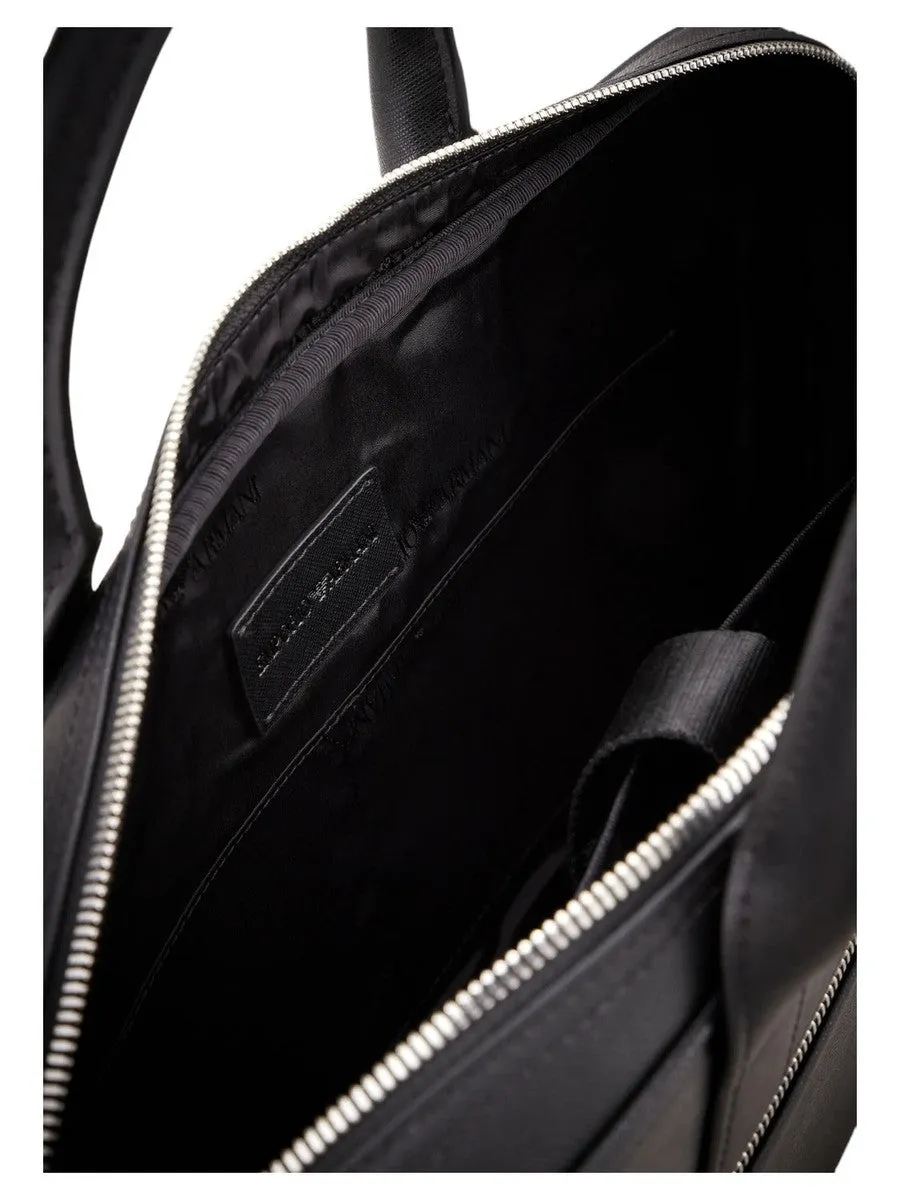 Borsa business in pelle rigenerata saffiano con placchetta aquila