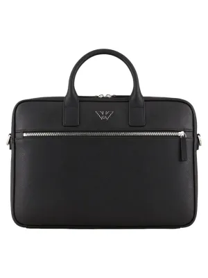 Borsa business in pelle rigenerata saffiano con placchetta aquila