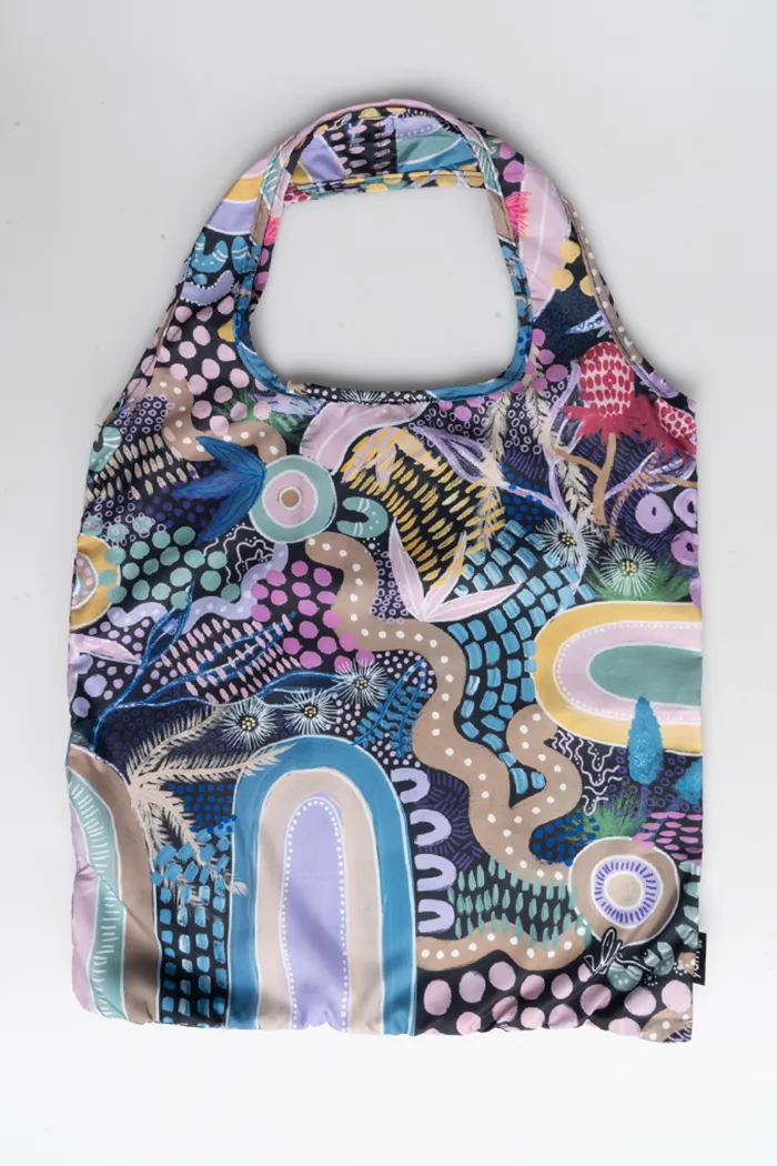 Caitlyn Davies-Plummer Artist Collection rPET Reusable Fold-Up Shopping Bag (3 Pack) with Drawstring Bag