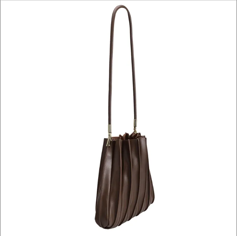 Carrie Chocolate Pleated Vegan Shoulder
