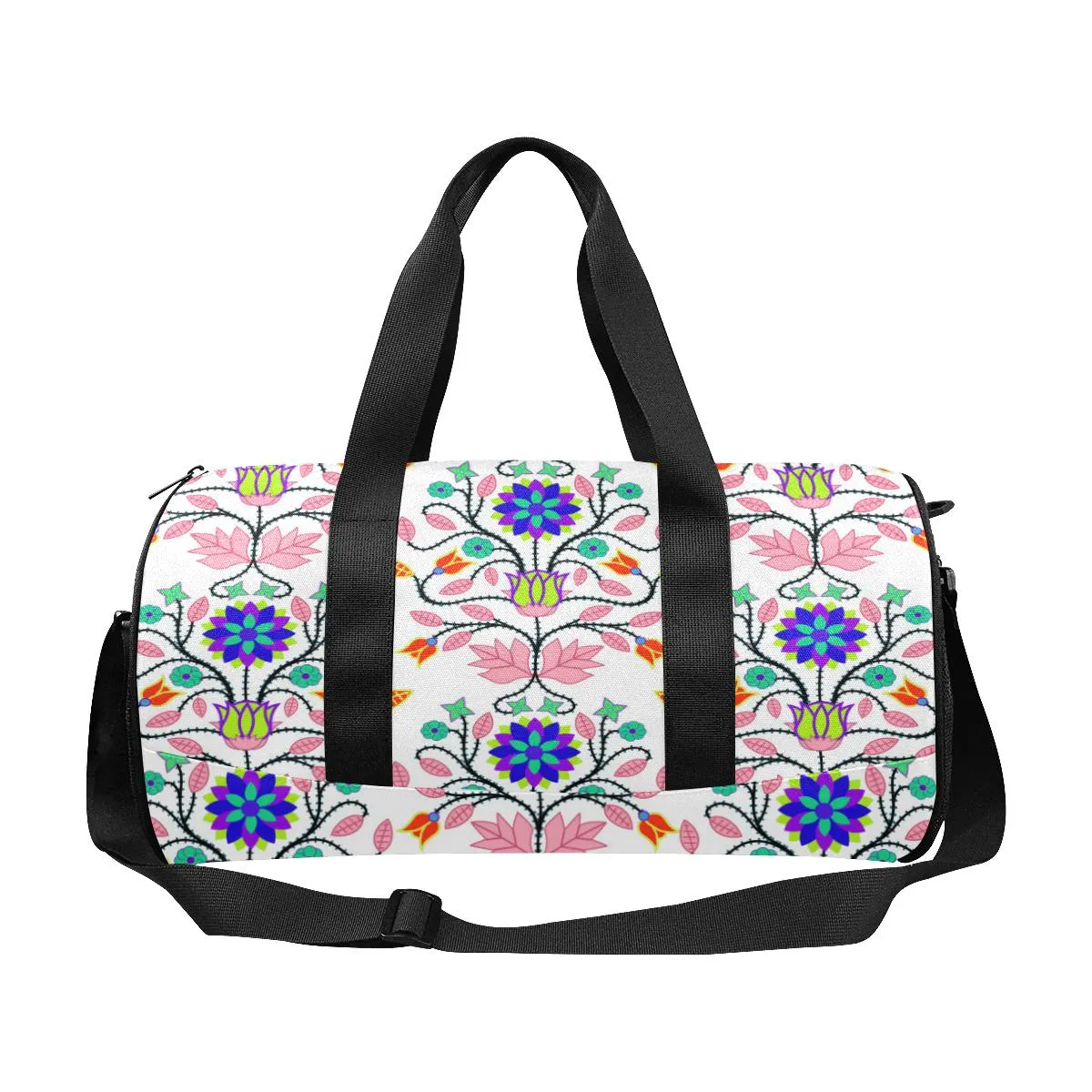 Floral Beadwork Four Clans White Duffle Bag