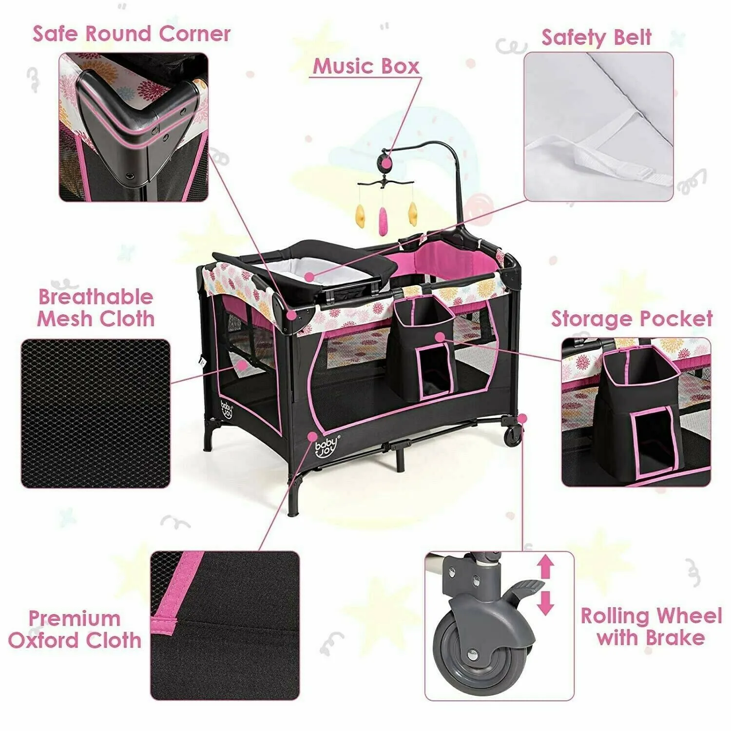 Infant Baby Car Seat Stroller Newborn High Chair Playard Bag Combos Girls Travel