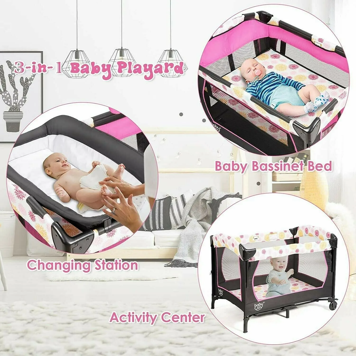 Infant Baby Car Seat Stroller Newborn High Chair Playard Bag Combos Girls Travel