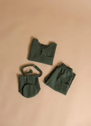 KIDS Chị Chị Em Em Everyday 3-Piece Unisex Set - Forest Green
