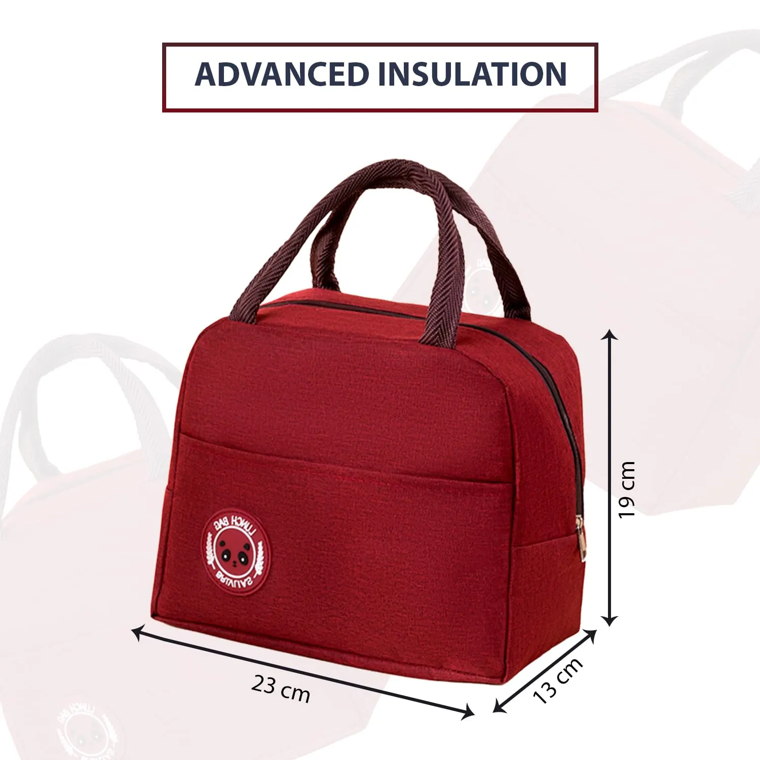 Kuber Industries Pack of 4 Lunch Bag | Lunch Bag for Office | Lunch Bag for College | Reusable Lunch Bag | Lunch Bag for Adults | Tiffin Lunch Bag with Handle | Plain | LYN12-RED | Red