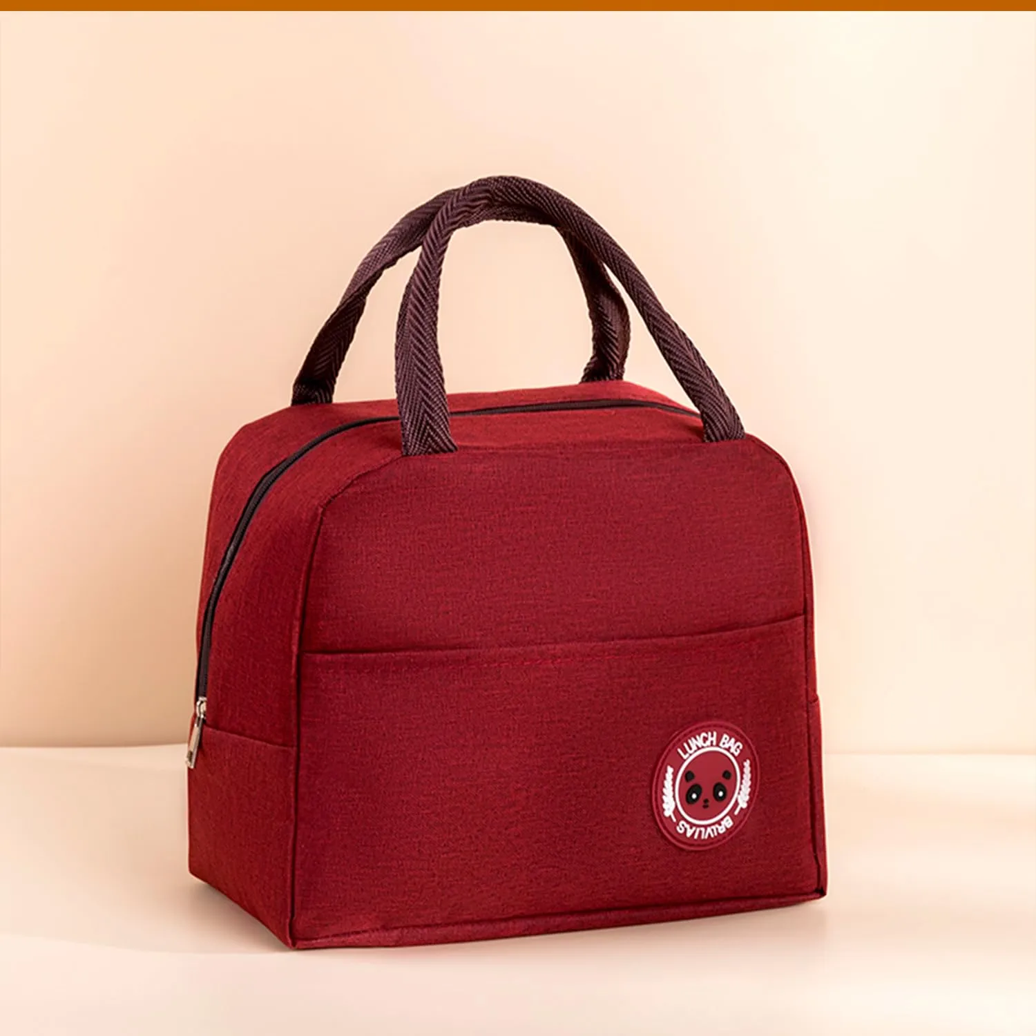 Kuber Industries Pack of 4 Lunch Bag | Lunch Bag for Office | Lunch Bag for College | Reusable Lunch Bag | Lunch Bag for Adults | Tiffin Lunch Bag with Handle | Plain | LYN12-RED | Red