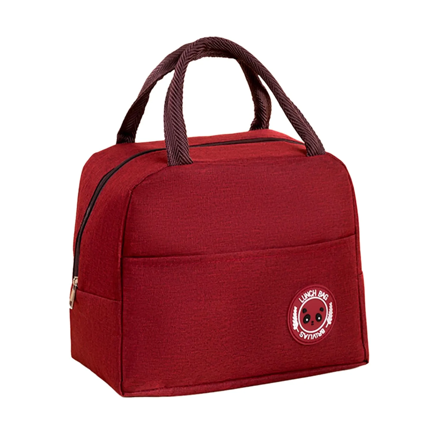 Kuber Industries Pack of 4 Lunch Bag | Lunch Bag for Office | Lunch Bag for College | Reusable Lunch Bag | Lunch Bag for Adults | Tiffin Lunch Bag with Handle | Plain | LYN12-RED | Red