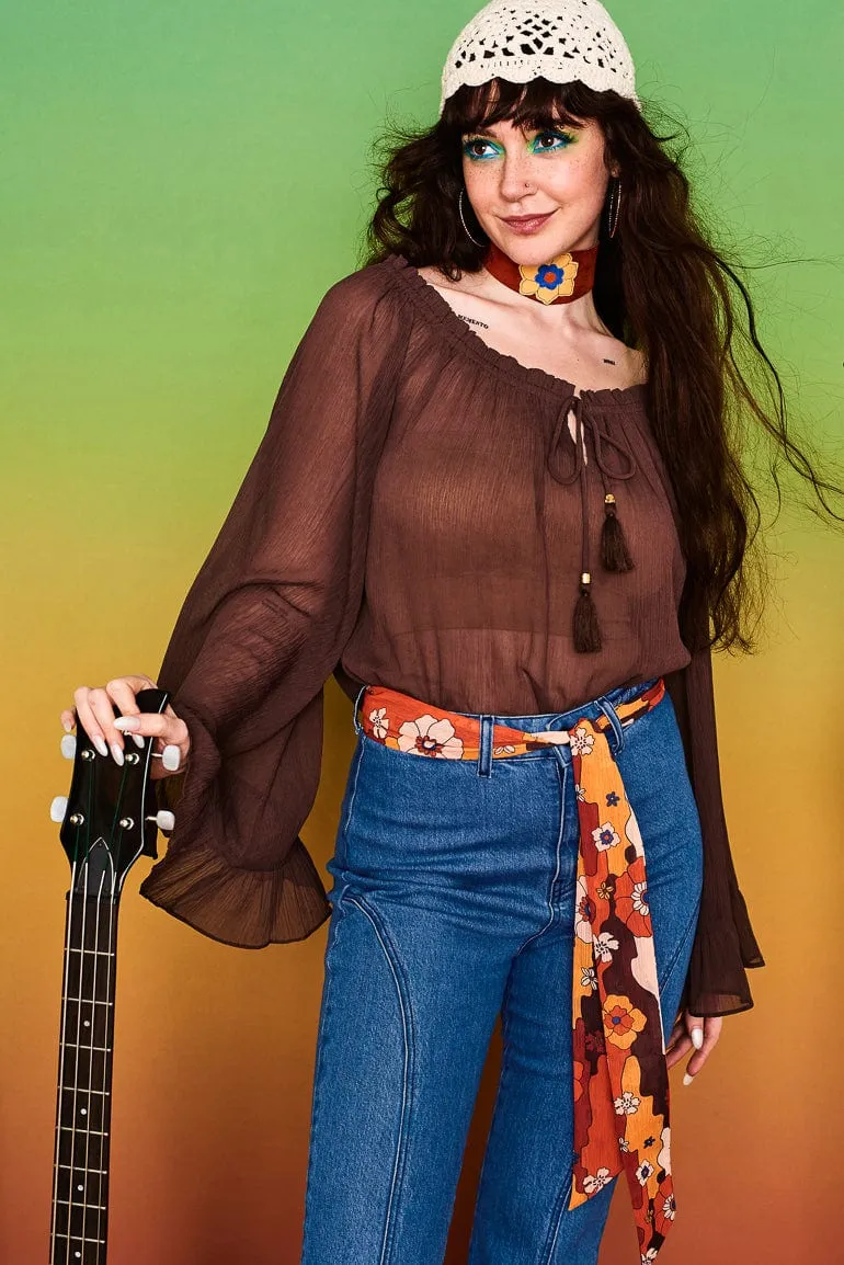 Lovely Rita Cascading Floral Long Skinny Scarf