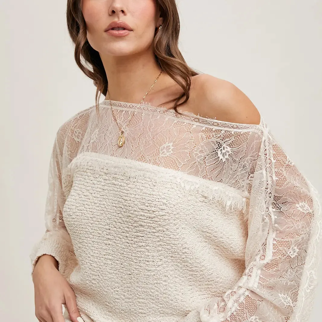 nb Lace Trimmed Knit Sweater Pullover