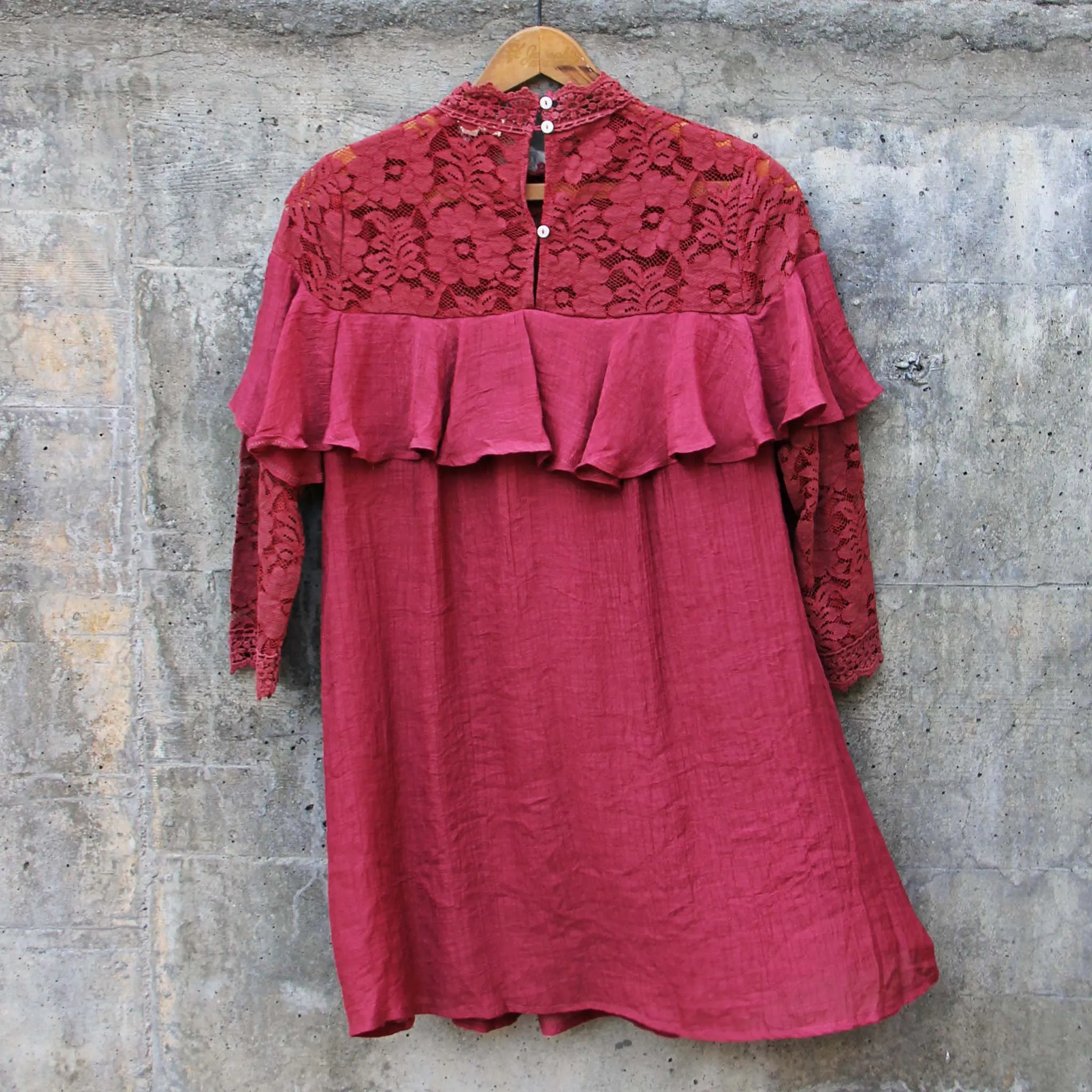Rosalyn Lace Dress in Burgundy