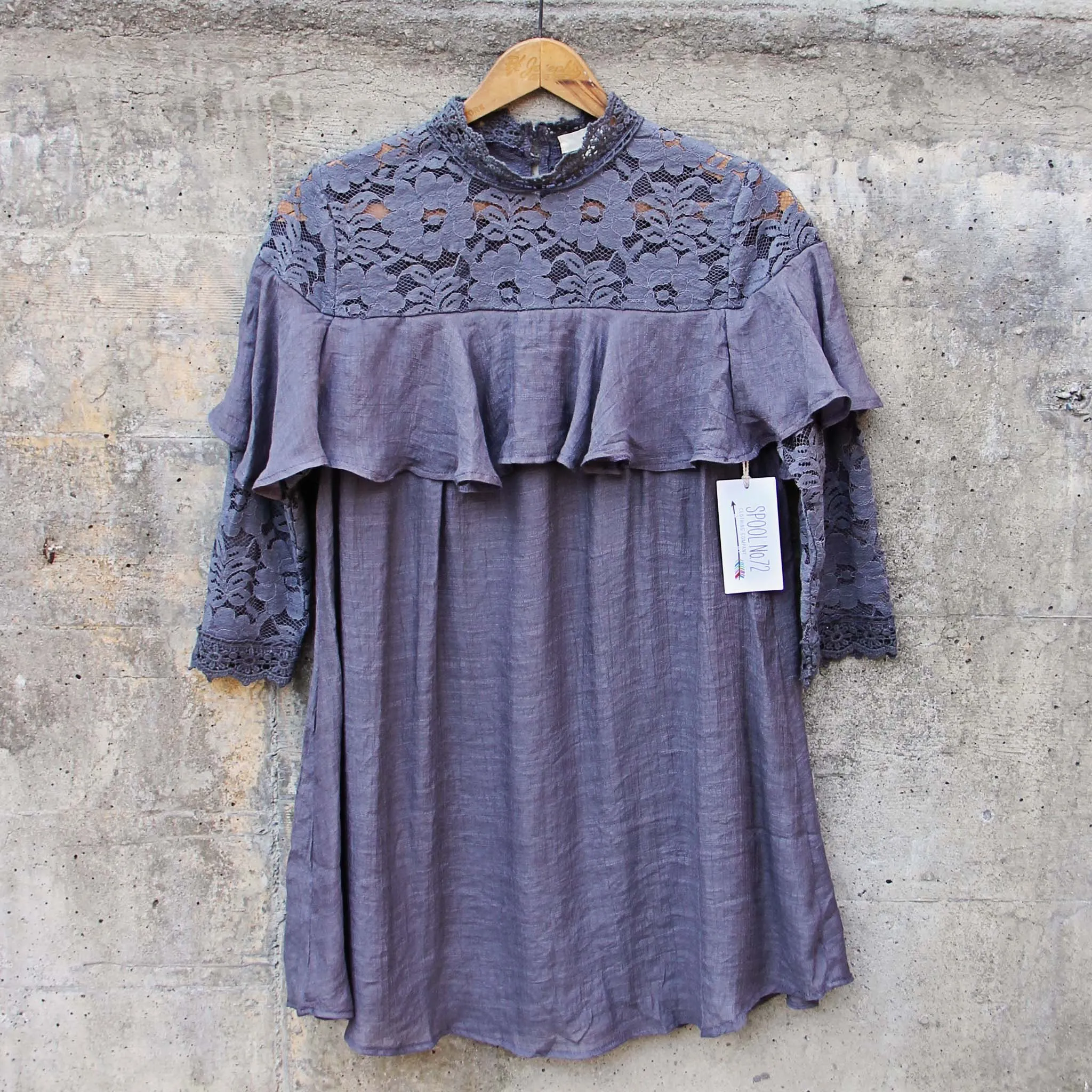 Rosalyn Lace Dress in Gray