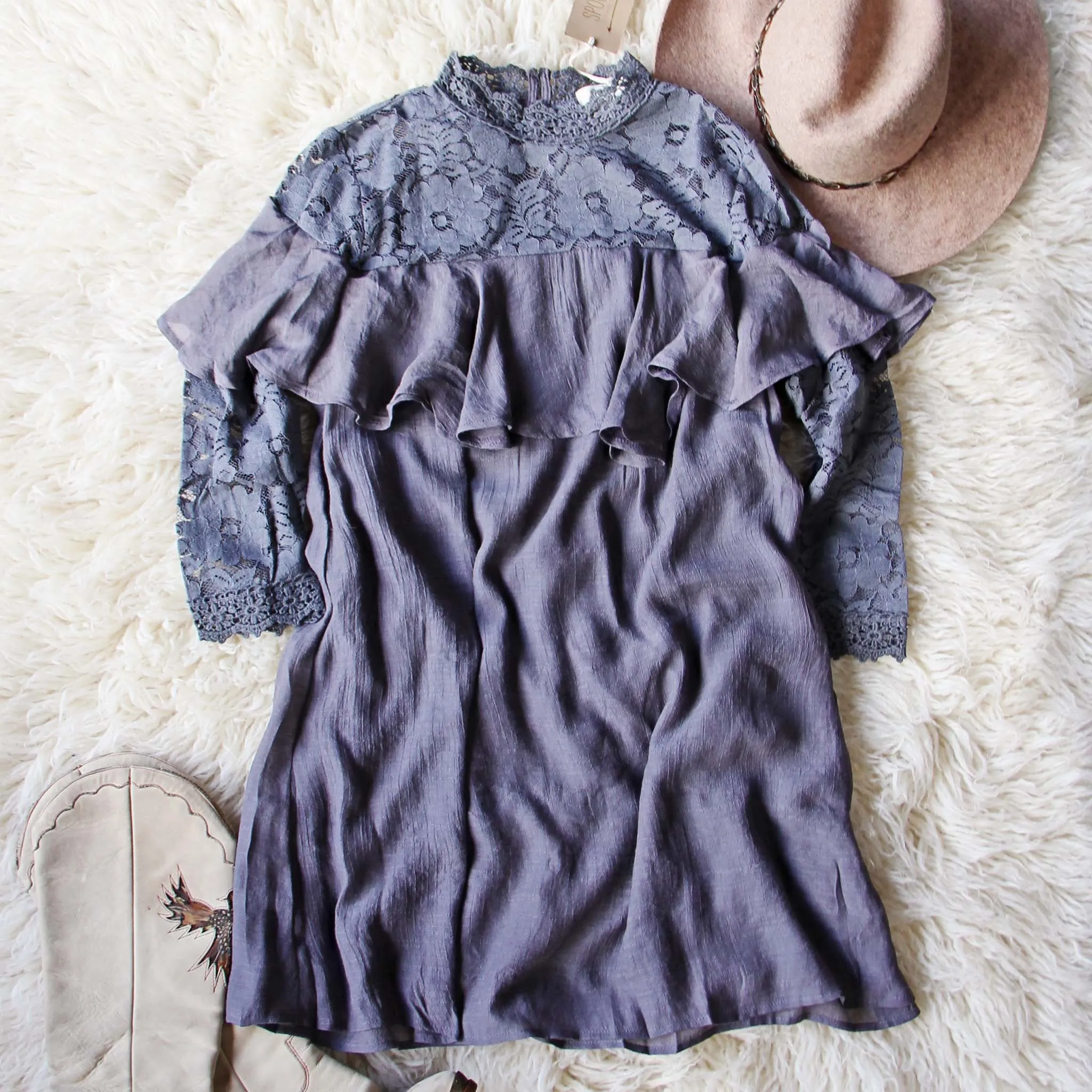 Rosalyn Lace Dress in Gray