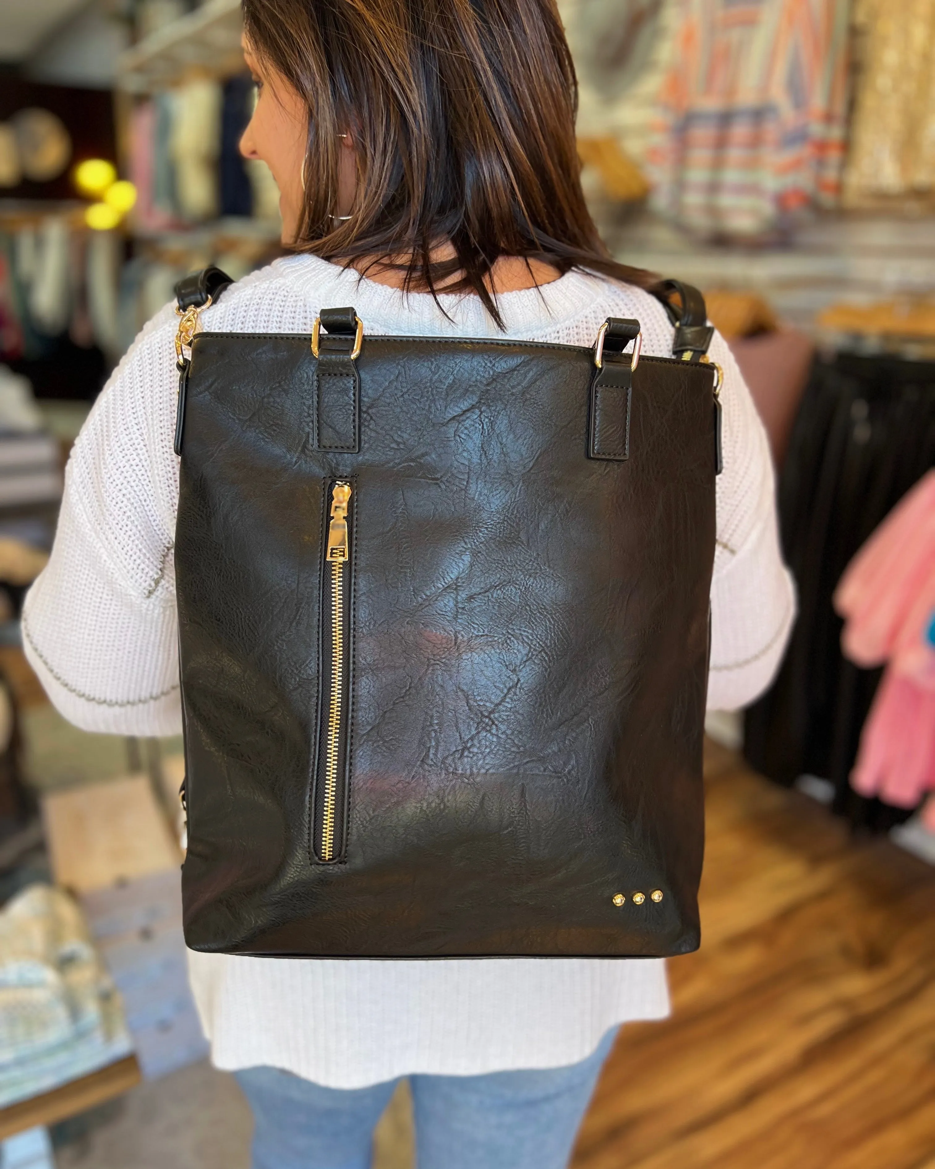 Upper East Side Backpack & Crossbody Tote Bag in Cream
