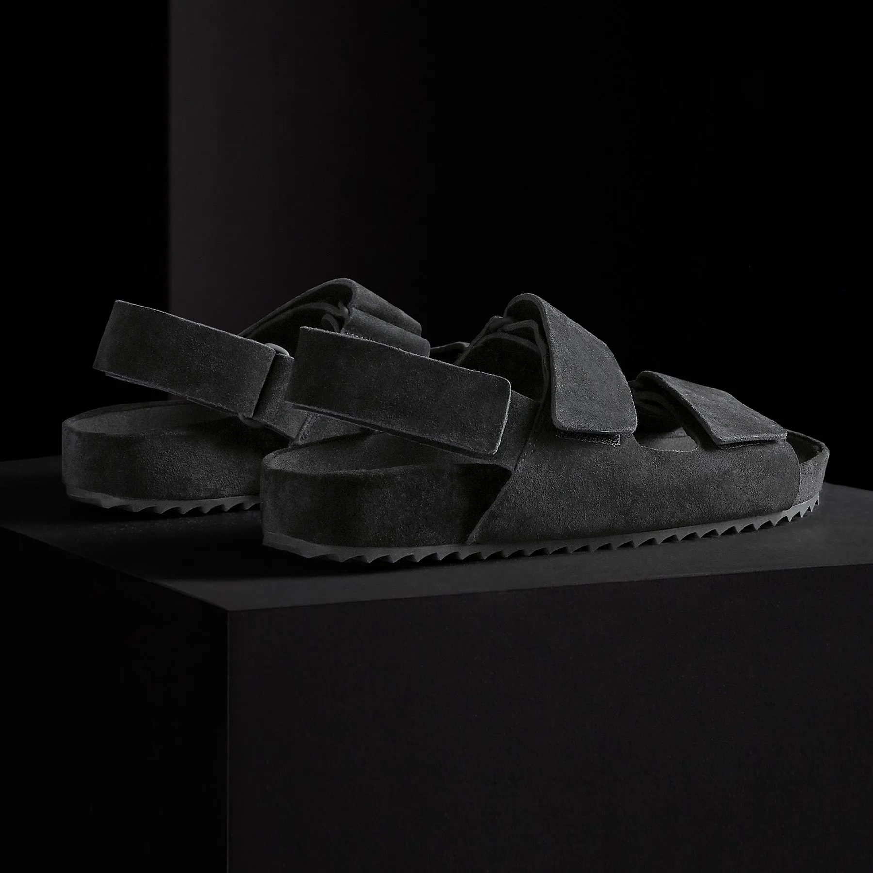 Women's Double Strap Velcro Sandal - Black
