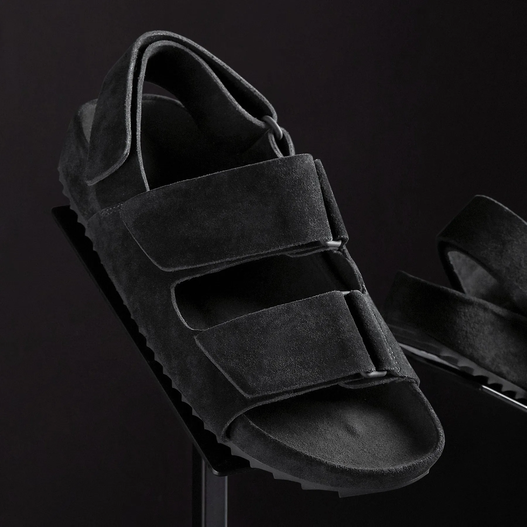 Women's Double Strap Velcro Sandal - Black